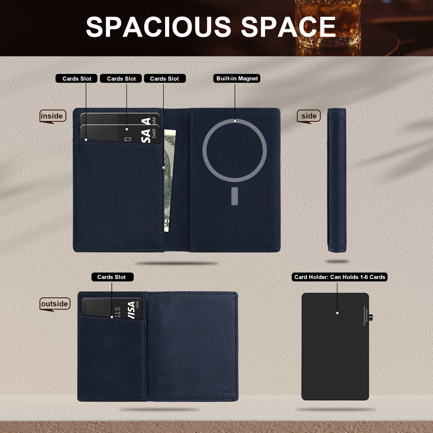 TOYFID Aluminum Alloy Wallet With Genuine Leather Cover Men's Billfolds-11