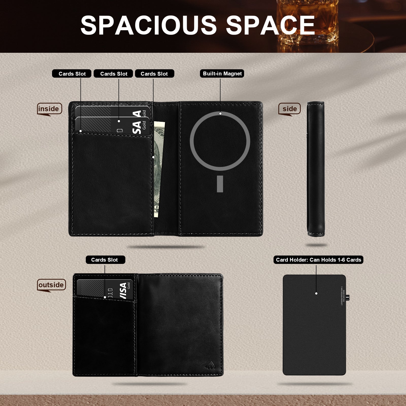 TOYFID Aluminum Alloy Wallet With Genuine Leather Cover Men's Billfolds-17