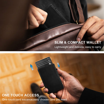TOYFID Aluminum Alloy Wallet With Genuine Leather Cover Men's Billfolds-20