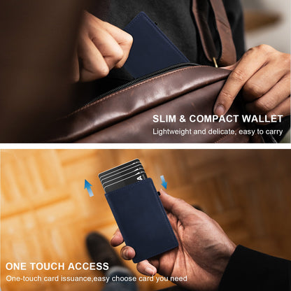 TOYFID Aluminum Alloy Wallet With Genuine Leather Cover Men's Billfolds-13